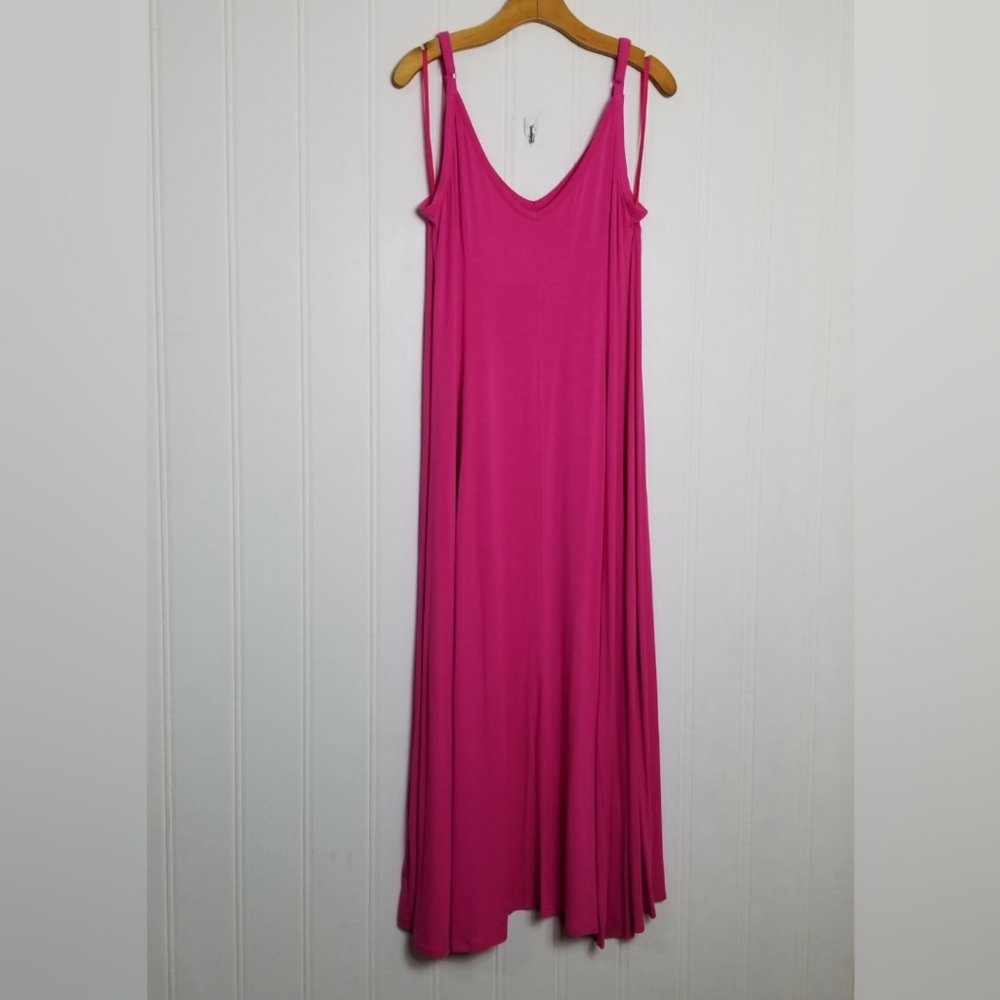 Torrid Maxi Dress Womens Sz 1X  14/16 Pink Super Soft Trapeze Adjustable Straps - Picture 2 of 13
